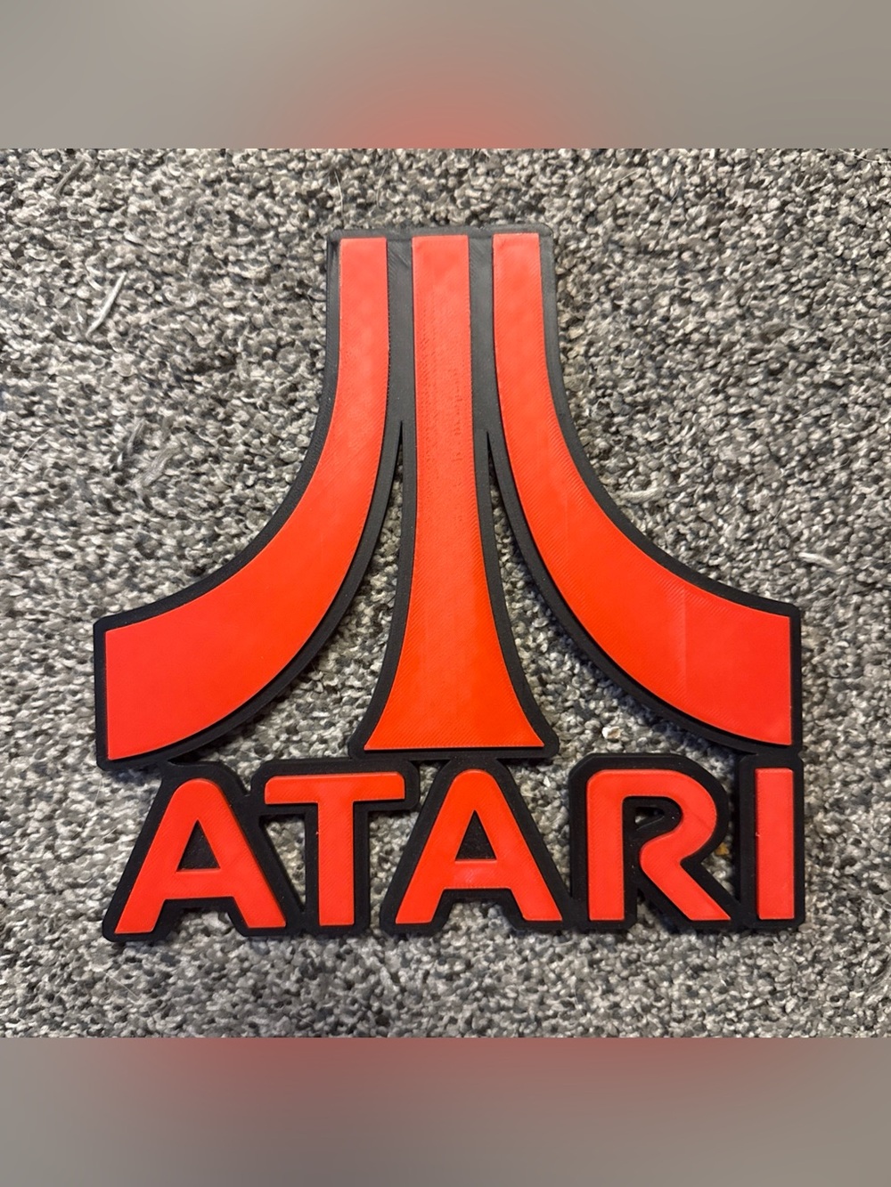 Atari 3D Printed Logo Sign Display Wall Decor Red & Black Approximately 7”x7”
